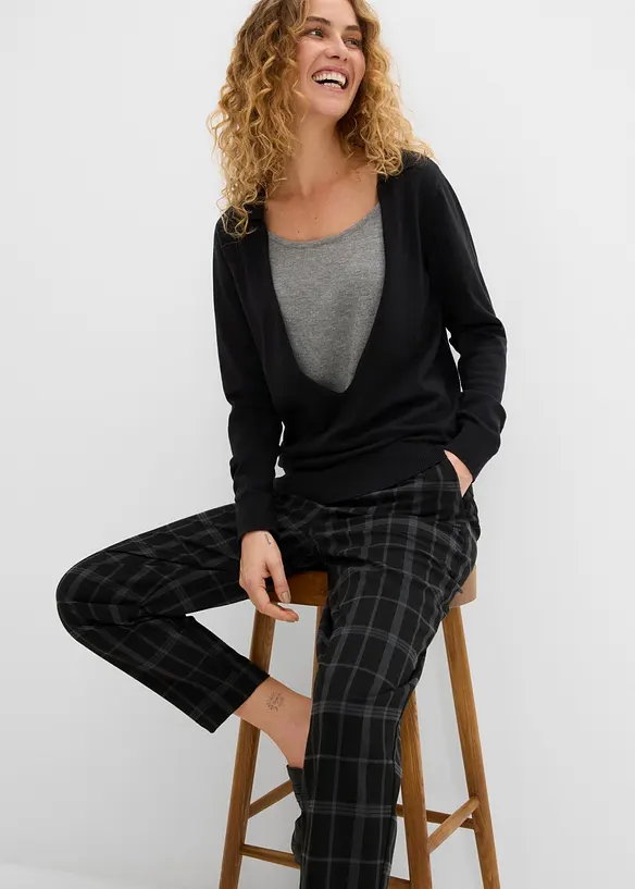 Maglione in filato fine misto viscosa con effetto layering, bonprix