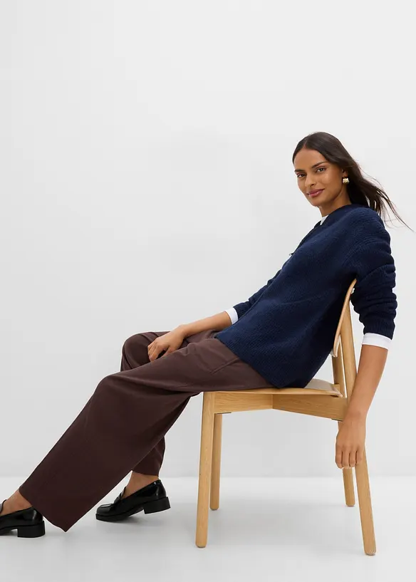 Cardigan con zip in morbido in misto lana, bonprix