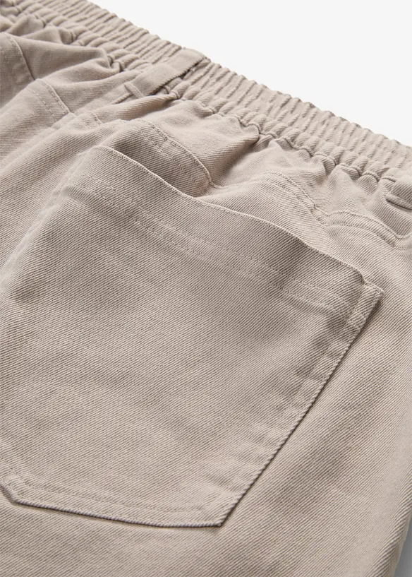 Pantaloni barrel in twill di cotone con vita comoda, bonprix