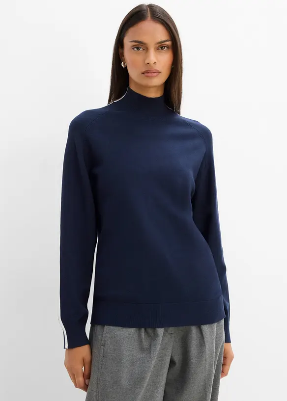 Maglione in filato fine di misto viscosa con dettaglio a contrasto, bonprix