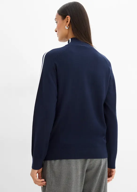 Maglione in filato fine di misto viscosa con dettaglio a contrasto, bonprix
