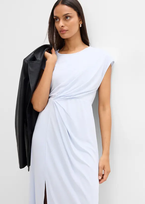Abito midi in misto viscosa con dettaglio a pieghe, bonprix