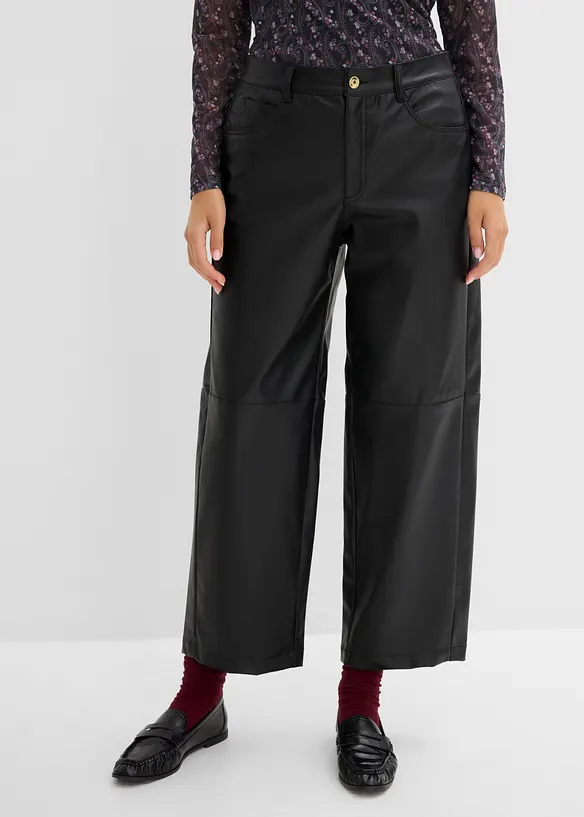 Pantaloni barrel in similpelle, bonprix