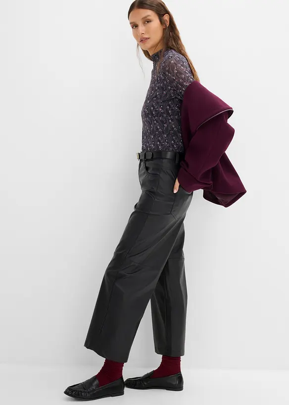 Pantaloni barrel in similpelle, bonprix