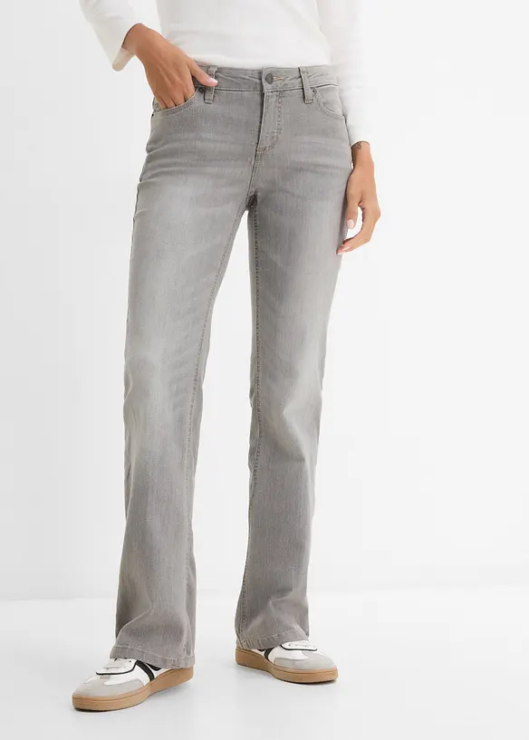 Jeans bootcut elasticizzati confortevoli, vita media, bonprix