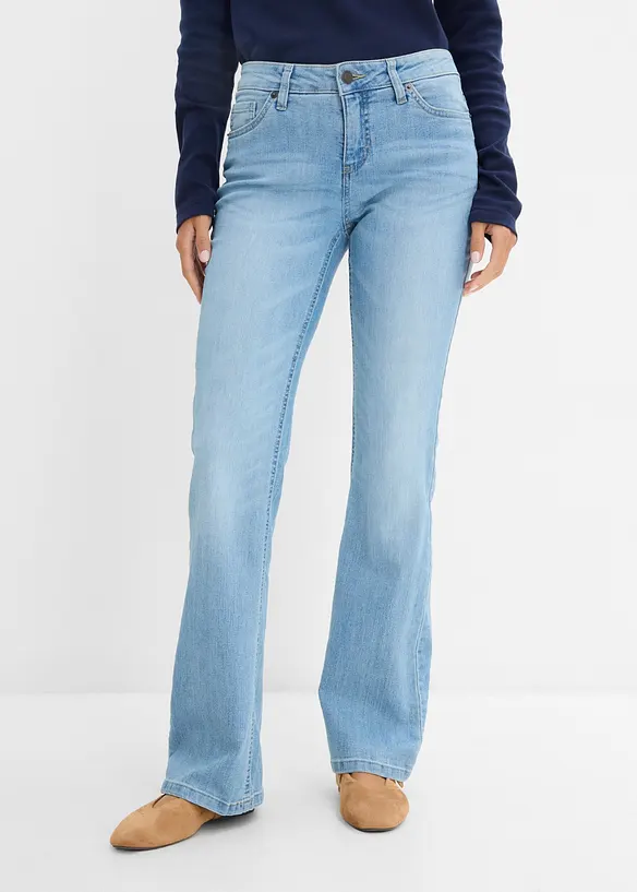 Jeans bootcut elasticizzati confortevoli, vita media, bonprix