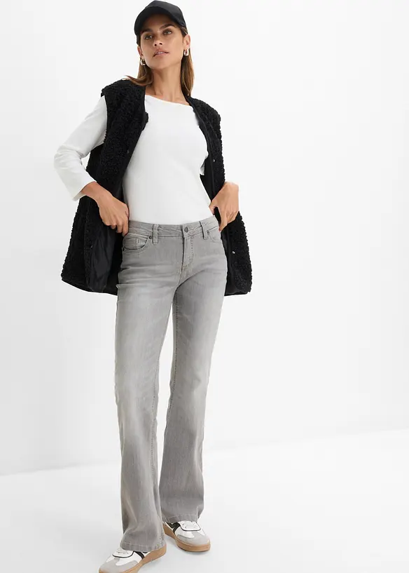 Jeans bootcut elasticizzati confortevoli, vita media, bonprix