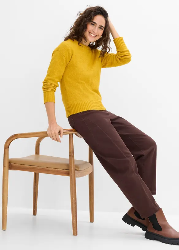 Pantaloni barrel in tweed misto cotone, bonprix