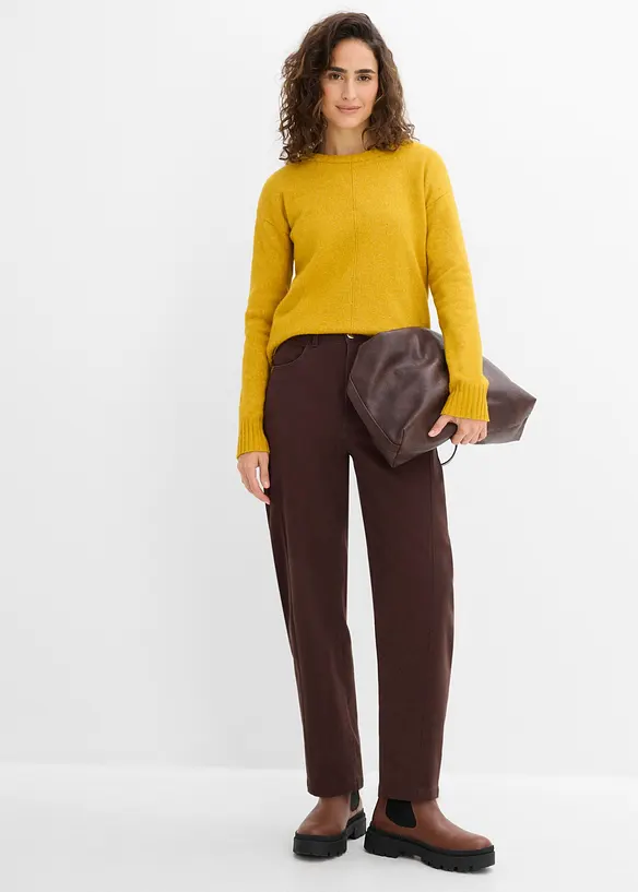 Pantaloni barrel in tweed misto cotone, bonprix