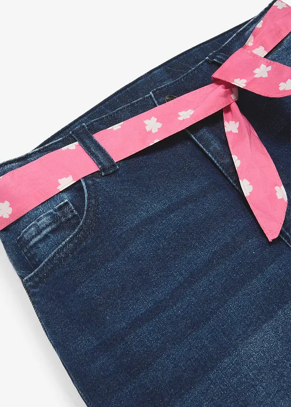 Jeans flared con cintura da annodare, vita media (set 2 pezzi), bonprix
