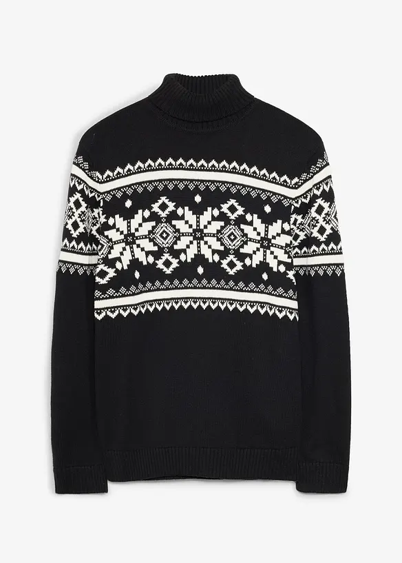 Maglione norvegese a collo alto in puro cotone, bonprix