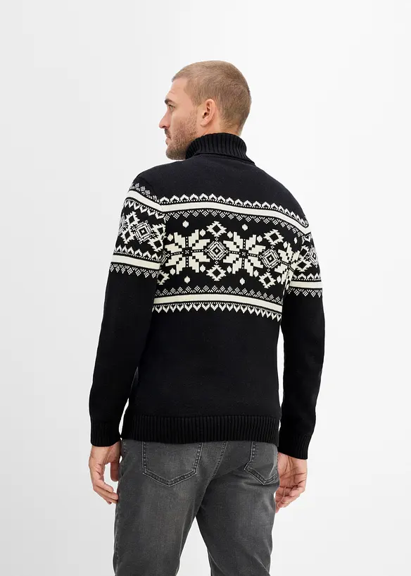 Maglione norvegese a collo alto in puro cotone, bonprix