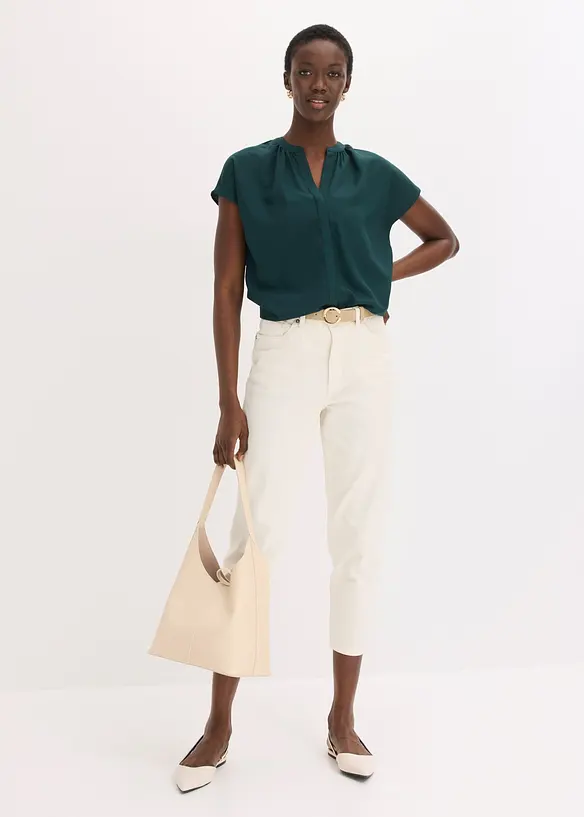 Blusa a maniche corte con abbottonatura nascosta, bonprix