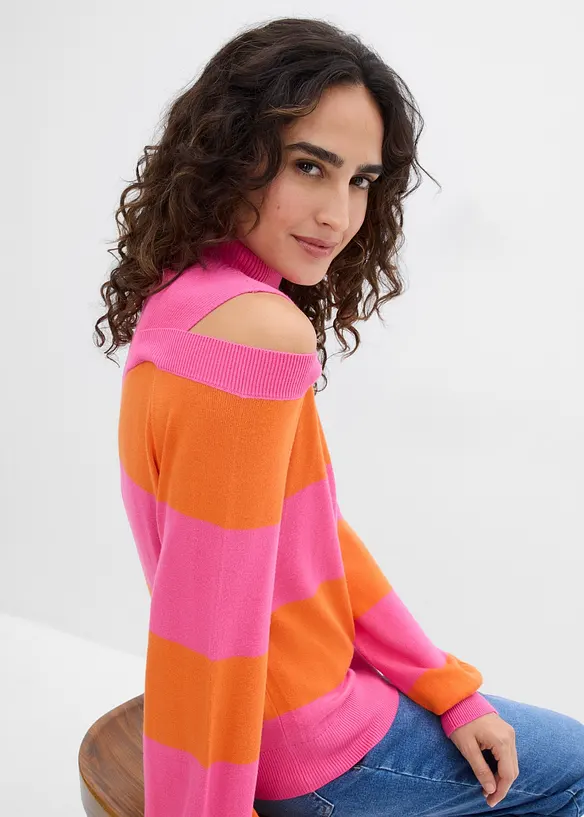 Maglione in filato fine con cut-out sulle spalle, bonprix