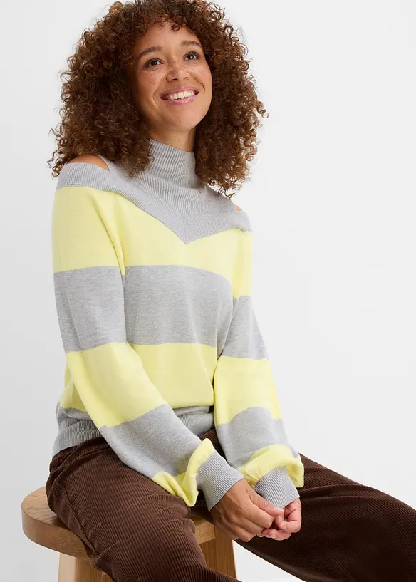 Maglione in filato fine con cut-out sulle spalle, bonprix