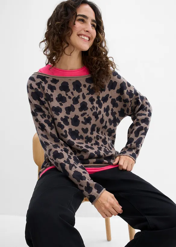 Maglione e top in misto cotone (set 2 pezzi), bonprix