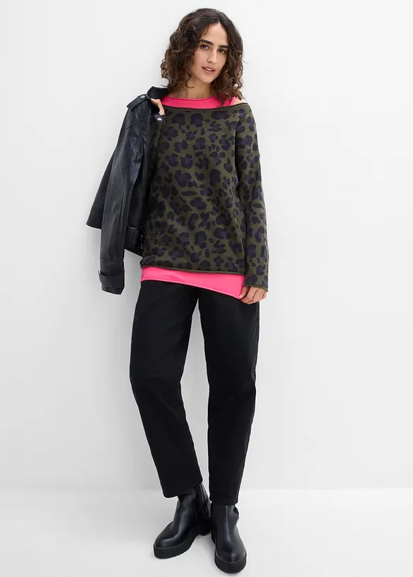 Maglione e top in misto cotone (set 2 pezzi), bonprix