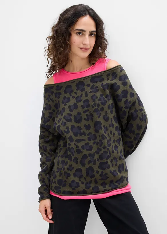 Maglione e top in misto cotone (set 2 pezzi), bonprix