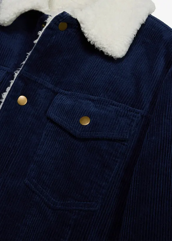Giacca invernale in velluto a coste con fodera teddy, bonprix