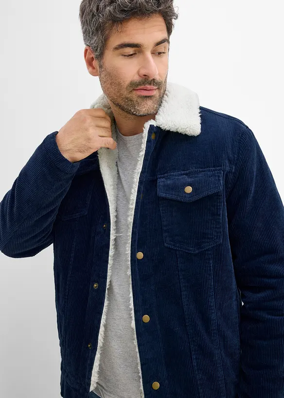 Giacca invernale in velluto a coste con fodera teddy, bonprix