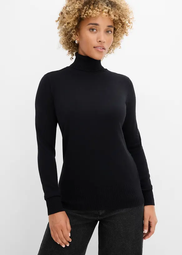 Maglione a collo alto in filato fine, bonprix