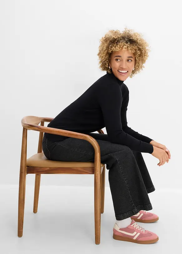 Maglione a collo alto in filato fine, bonprix