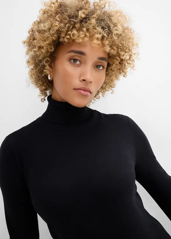 Maglione a collo alto in filato fine, bonprix