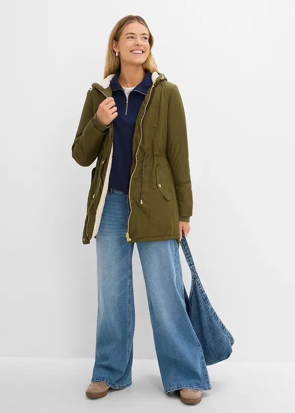 Parka con pile teddy, bonprix