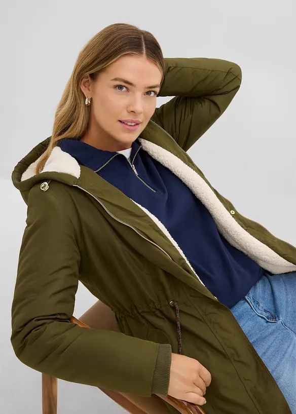 Parka con pile teddy, bonprix