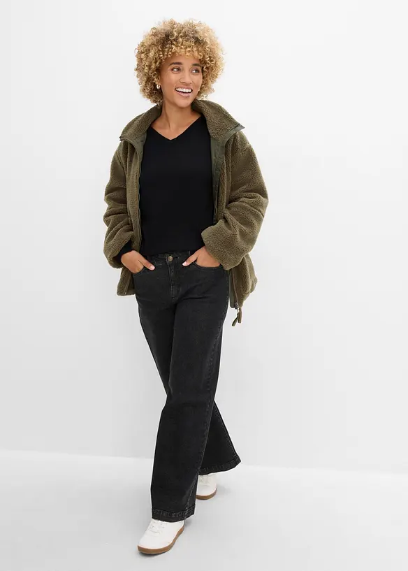 Maglione in filato fine con maniche a palloncino, bonprix