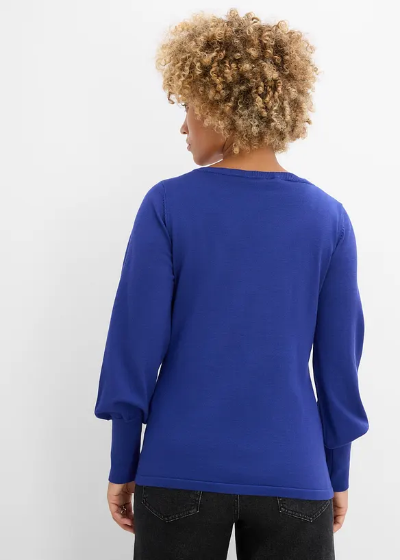 Maglione in filato fine con maniche a palloncino, bonprix