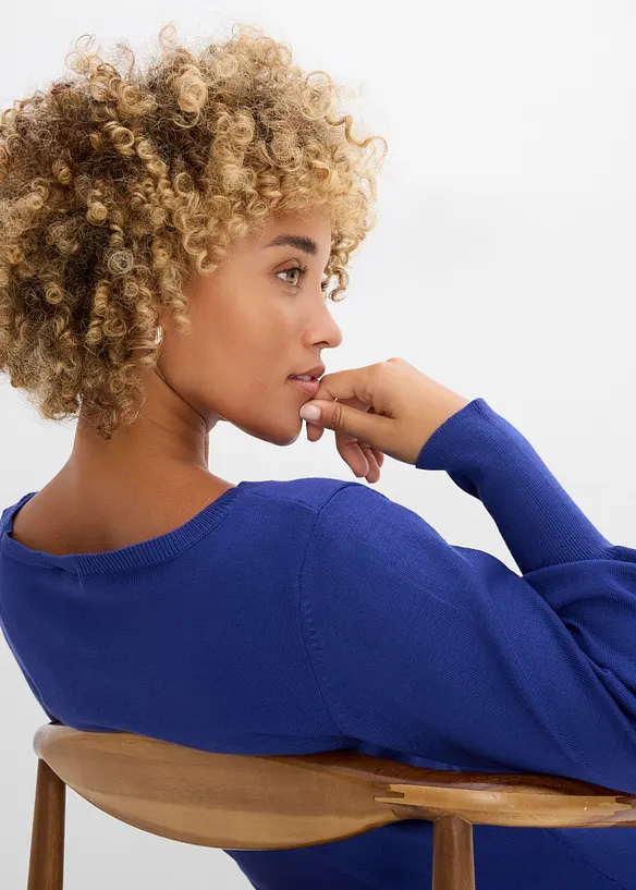 Maglione in filato fine con maniche a palloncino, bonprix