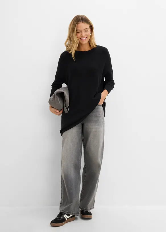 Maglione lungo in misto viscosa, bonprix