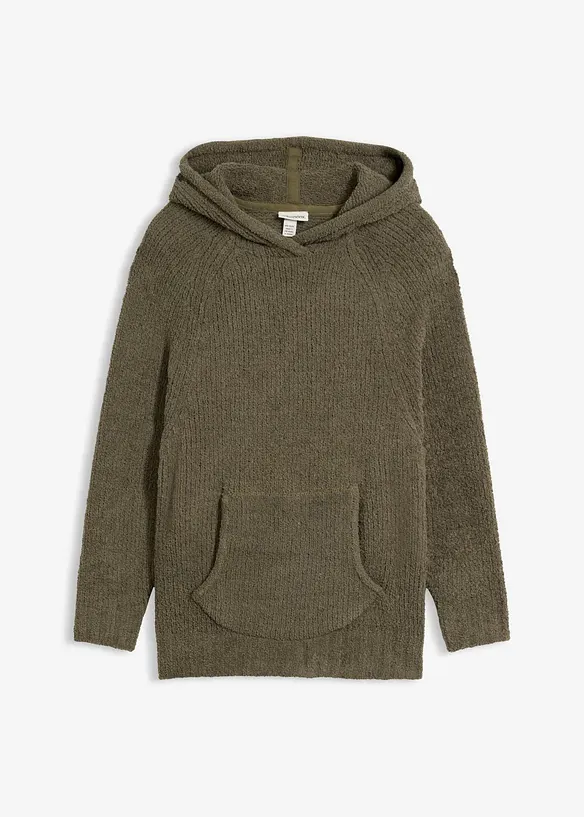 Maglione in pile teddy con cappuccio, bonprix