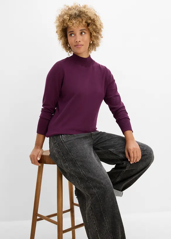 Maglione in filato fine con cotone riciclato, bonprix