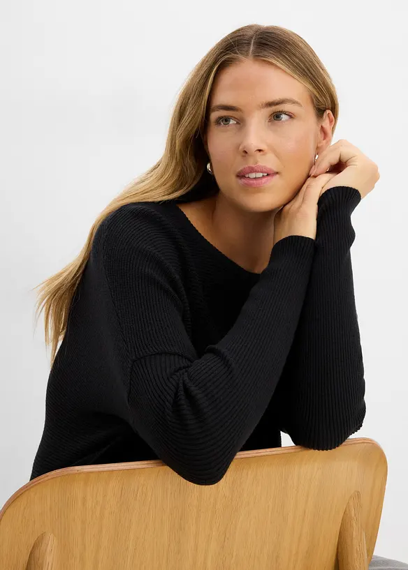 Maglione lungo in misto viscosa, bonprix