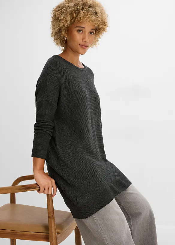 Maglione lungo in misto viscosa, bonprix