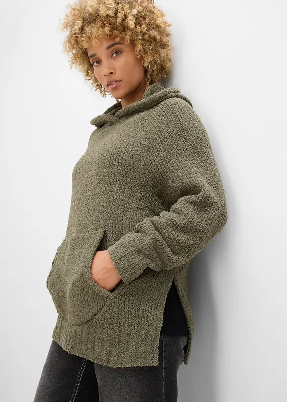Maglione in pile teddy con cappuccio, bonprix