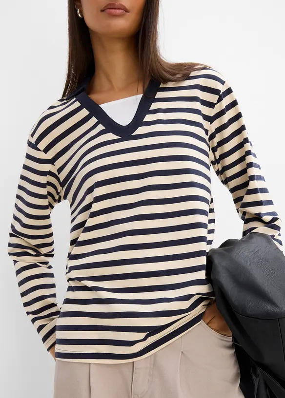 Polo 2 in 1 con scollo a V, bonprix