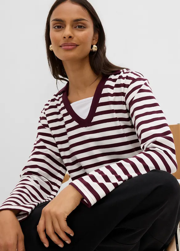 Polo 2 in 1 con scollo a V, bonprix