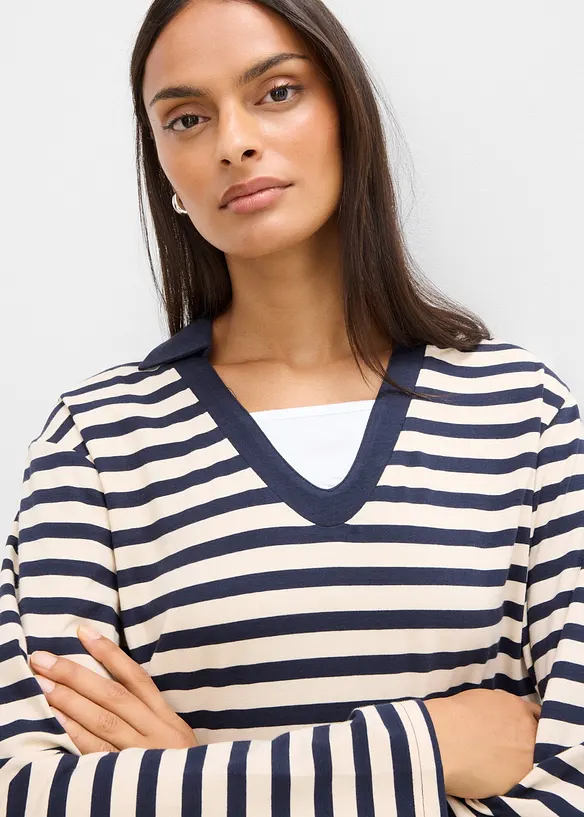 Polo 2 in 1 con scollo a V, bonprix