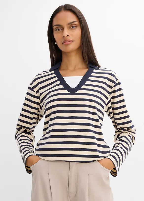 Polo 2 in 1 con scollo a V, bonprix