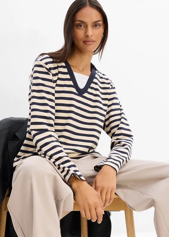 Polo 2 in 1 con scollo a V, bonprix
