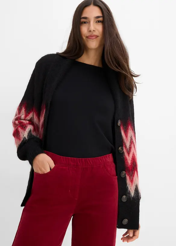 Pantaloni in velluto a coste di misto cotone, vita alta, bonprix