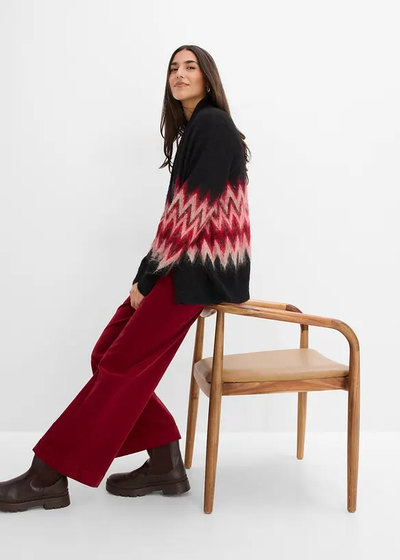 Pantaloni in velluto a coste di misto cotone, vita alta, bonprix