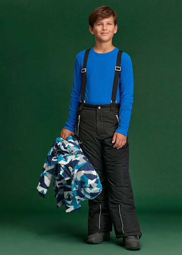 Pantaloni funzionali impermeabili con bretelle e dettagli riflettenti, bonprix