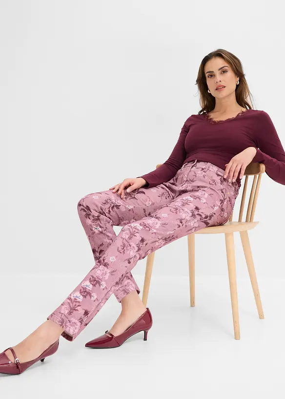 Pantaloni in twill con fantasia a fiori, bonprix