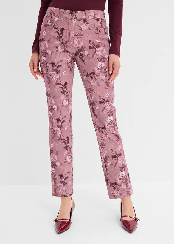 Pantaloni in twill con fantasia a fiori, bonprix