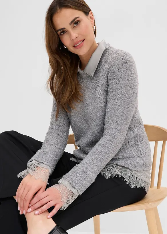 Maglione con inserto a camicia, bonprix