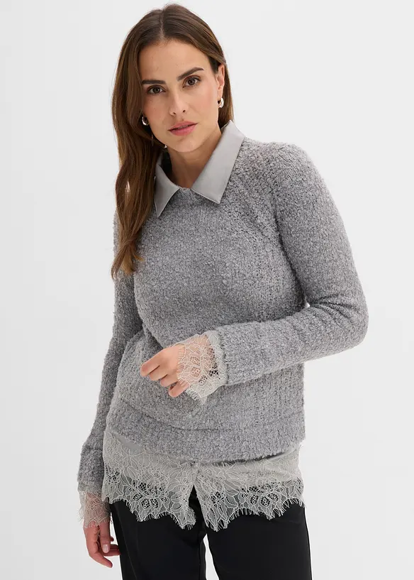 Maglione con inserto a camicia, bonprix